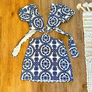 Blue and White Tie back cut out dress size M